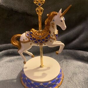 Vintage Hamilton Collection Sapphire Princess  Unicorn Carousel Figurine